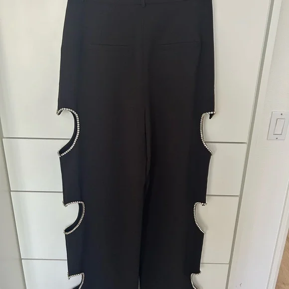 Elegant Black Diamond Trimmed Heart on the side Women's Pants - Picture 2 of 6